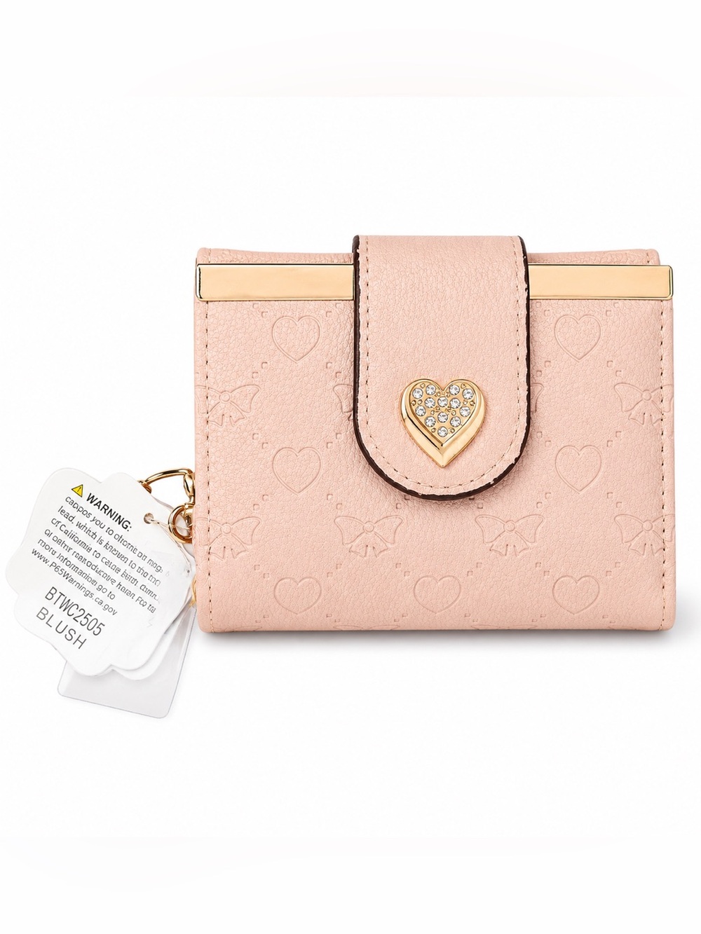 Ballet Pink Heart-a Bow Trifold and zip  Wallet
